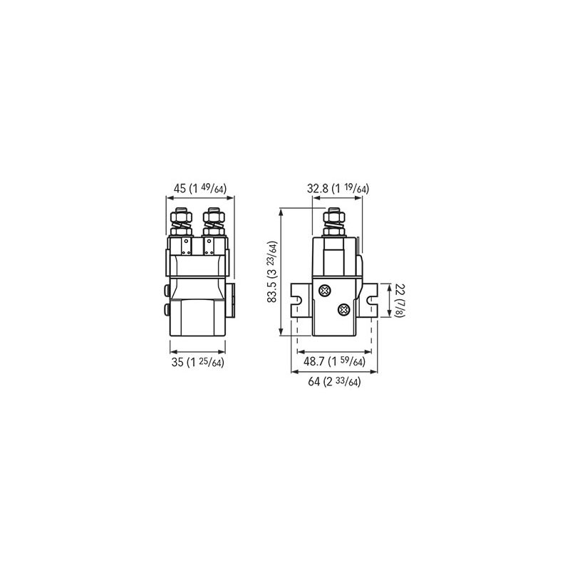 TELERUTTORE 2 TERMINALI 12V CONTACTOR UNITS 2 TERMINALS 24V