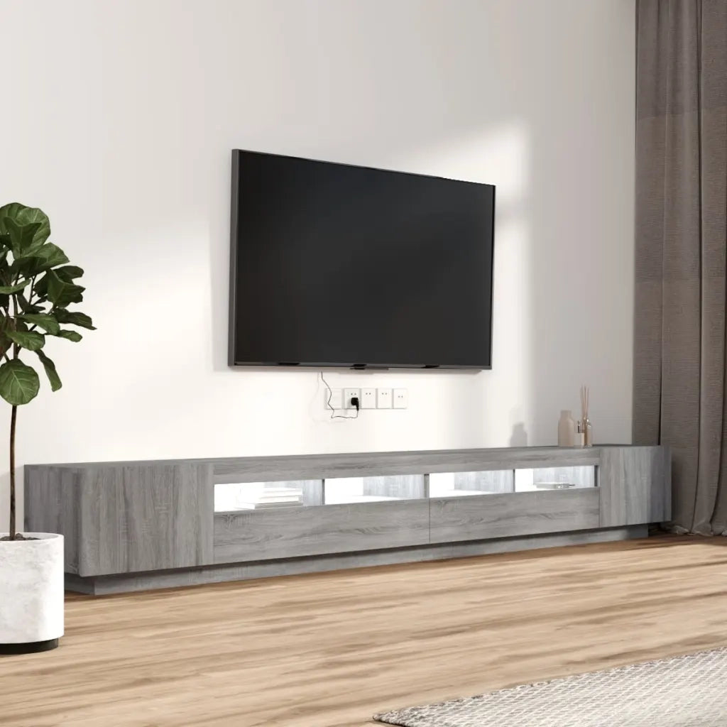 Set Mobili TV 3 pz con Luci LED-Set di 3 Credenza per TV Grigio Sonoma Legno Multistrato 460826