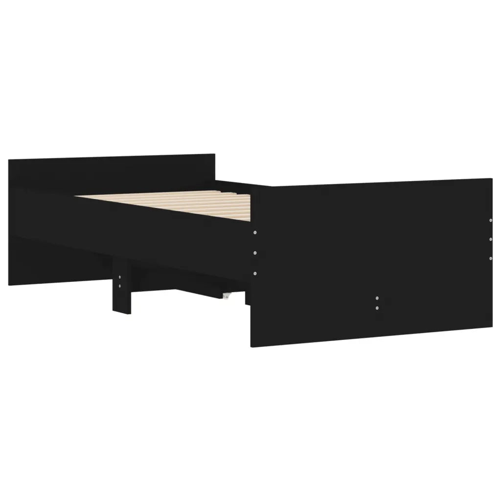 Letto singolo | Letto per adulti | Giroletto Nero con Cassetti 75x190 cm Small Single