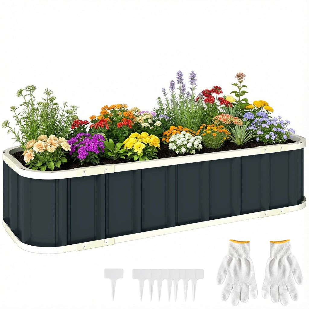 Hochbeet in Acciaio ¨C zephmum ¨C Grigio Scuro 136x52x31 cm