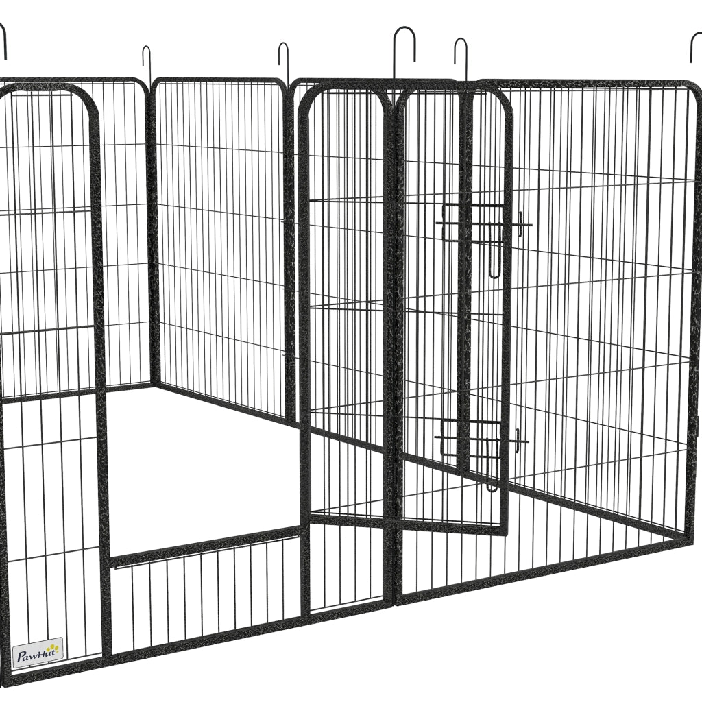 Recinto per Cani a 12 Pannelli Modulabili da 80x100 cm Pieghevole con Porta in Acciaio e 12 Picchetti Grigio