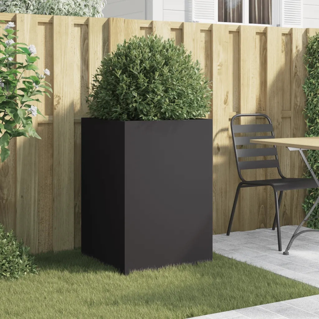 Fioriera-Vaso da Esterno-Contenitore per Piante Nera 52x48x75 cm in Acciaio 833300