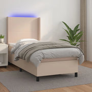 Giroletto Molle Materasso e LED Cappuccino 100x200cm Similpelle 3139252