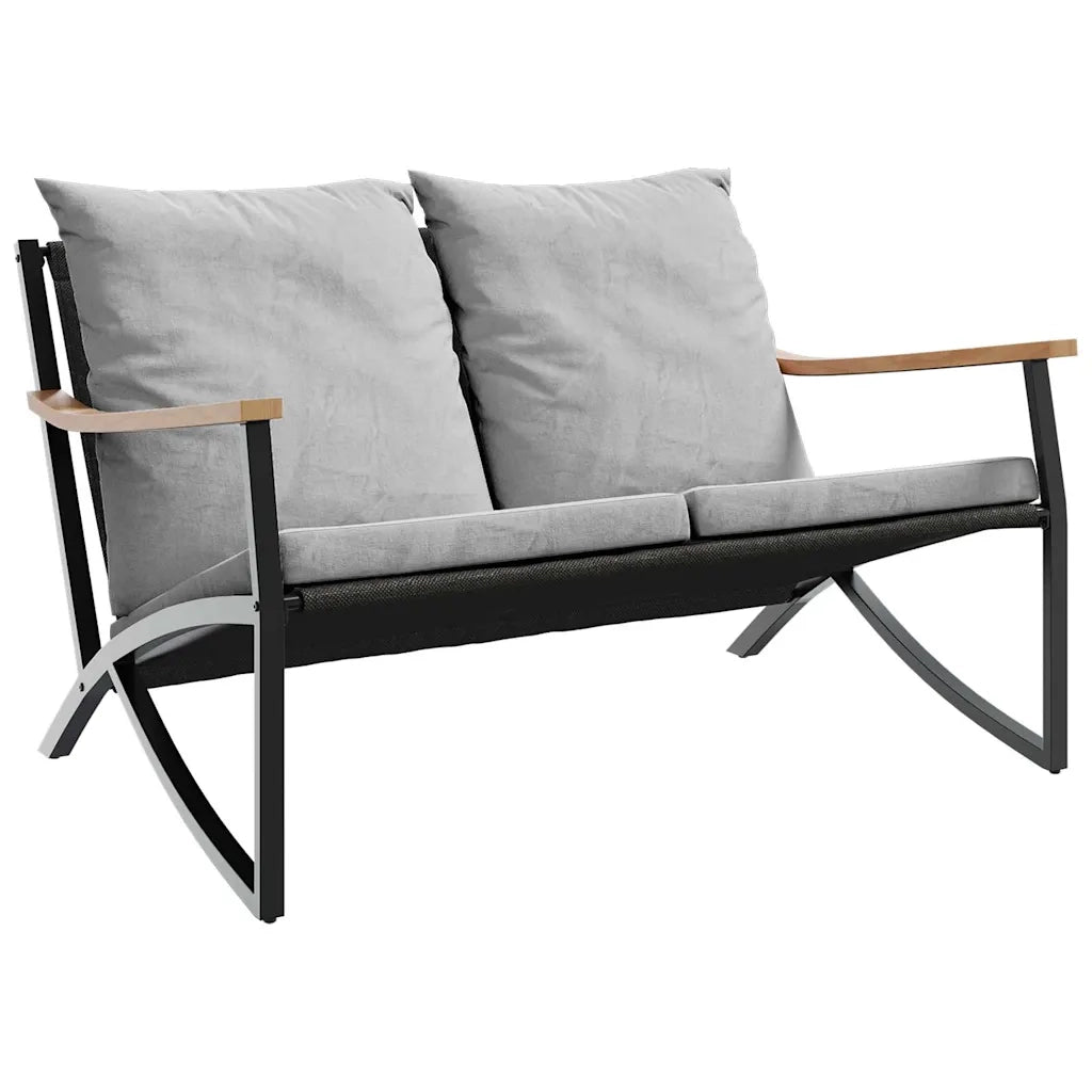 Panchina da Giardino con Cuscini 120 cm Nera in Acciaio 4009306