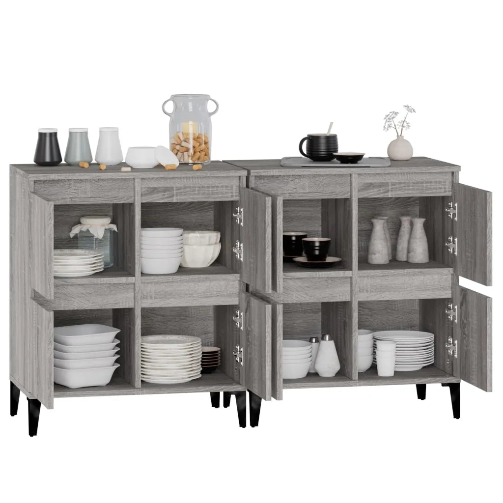 Credenze 2pz | Madia | Buffet da pranzo | Armadio da pranzo Grigio Sonoma 60x35x70 cm in Legno Multistrato