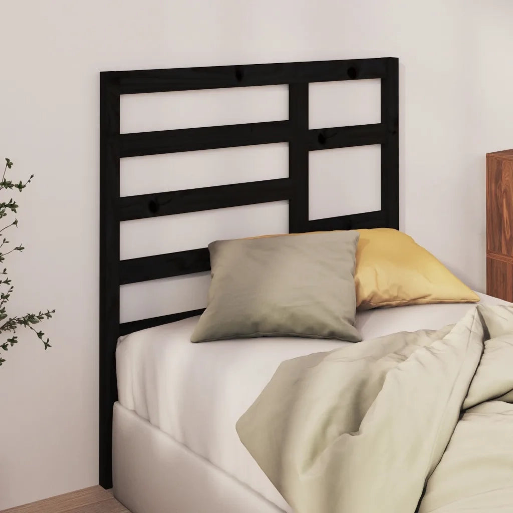 Testiera per Letto Nera 96x4x104 cm in Legno Massello di Pino 818124