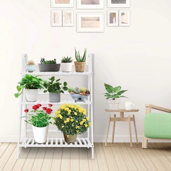 Scale a gradi tre piani per piante - scala per piante in legno - scala per fiori - scala per balcone - decorazione per giardino