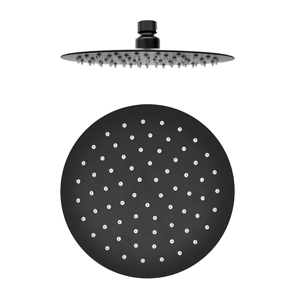 Set doccia nero opaco con braccio 35cm, soffione 30cm e miscelatore linea Flat
