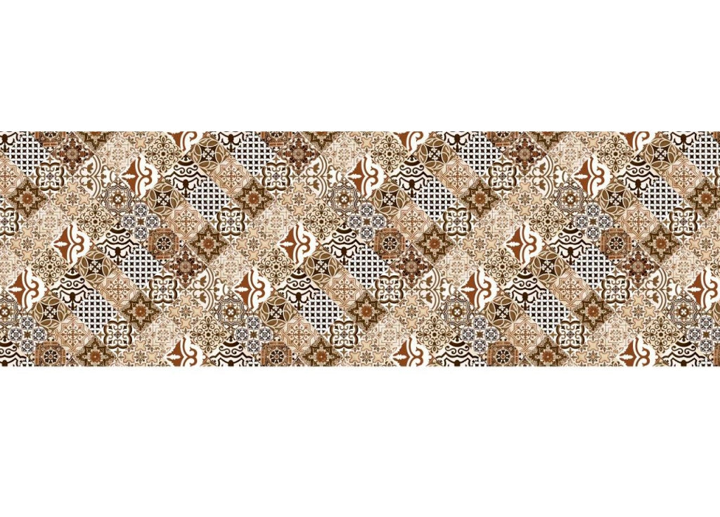 Tappeto Passatoia Cucina Antiscivolo Sottolavello Digitale Dis. Maiolica Marrone - 50x500 - Marrone
