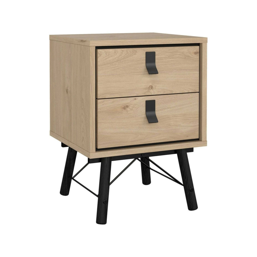 Comodino Jean, Comò basso, Tavolino da notte, Mensola da letto, 43x40 h60 cm, Rovere
