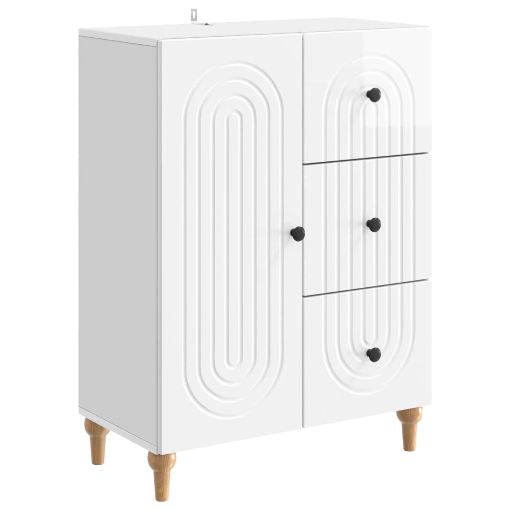 Credenza | Madia | Buffet da pranzo | Armadio da pranzo Bianco Lucido 66 x 34,5 x 90 cm Legno ingegnerizzato