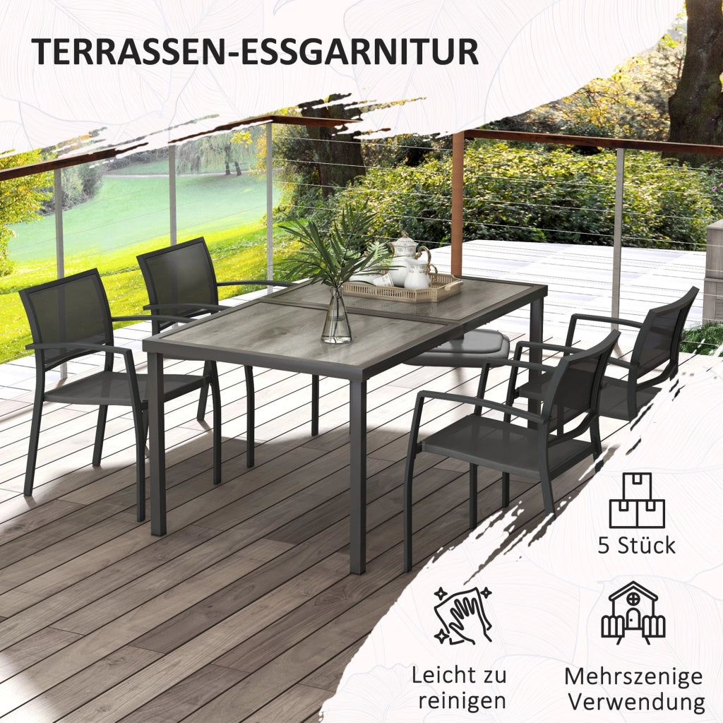 Set tavolo da pranzo con 4 sedie per giardino esterno ¨C Xylo ¨C grigio, 150x87x72 cm