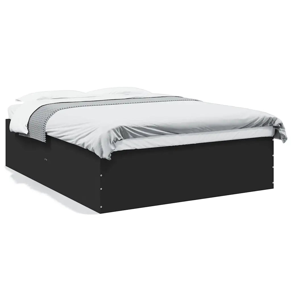 Letto matrimoniale | Letto per adulti | Giroletto Nero 150x200 cm in Legno Multistrato