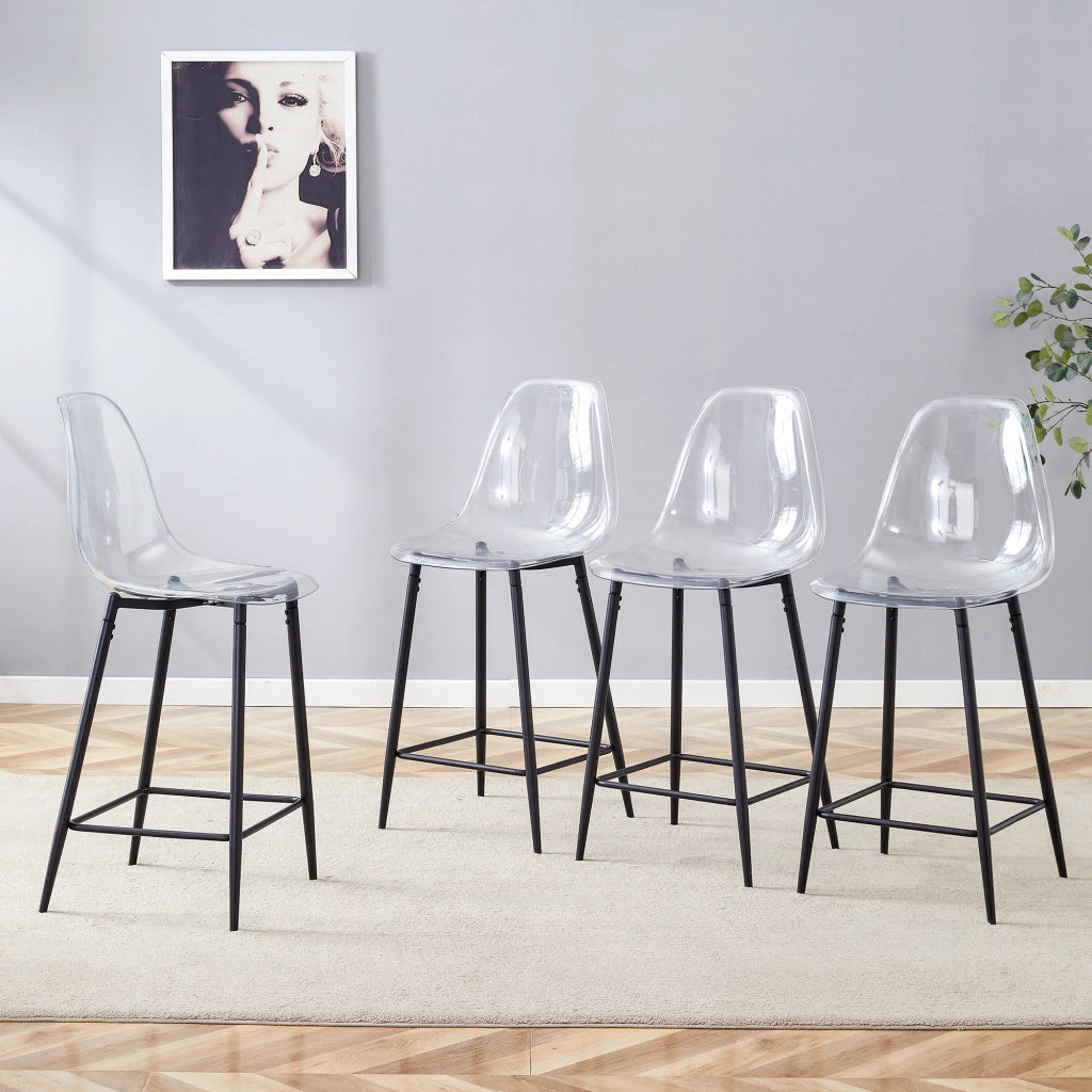 Set di 4 sgabelli da bar trasparenti con struttura in metallo argento/oro/nero, sedie dal design moderno per cucina, bar o sala da pranzo (solo sedie,