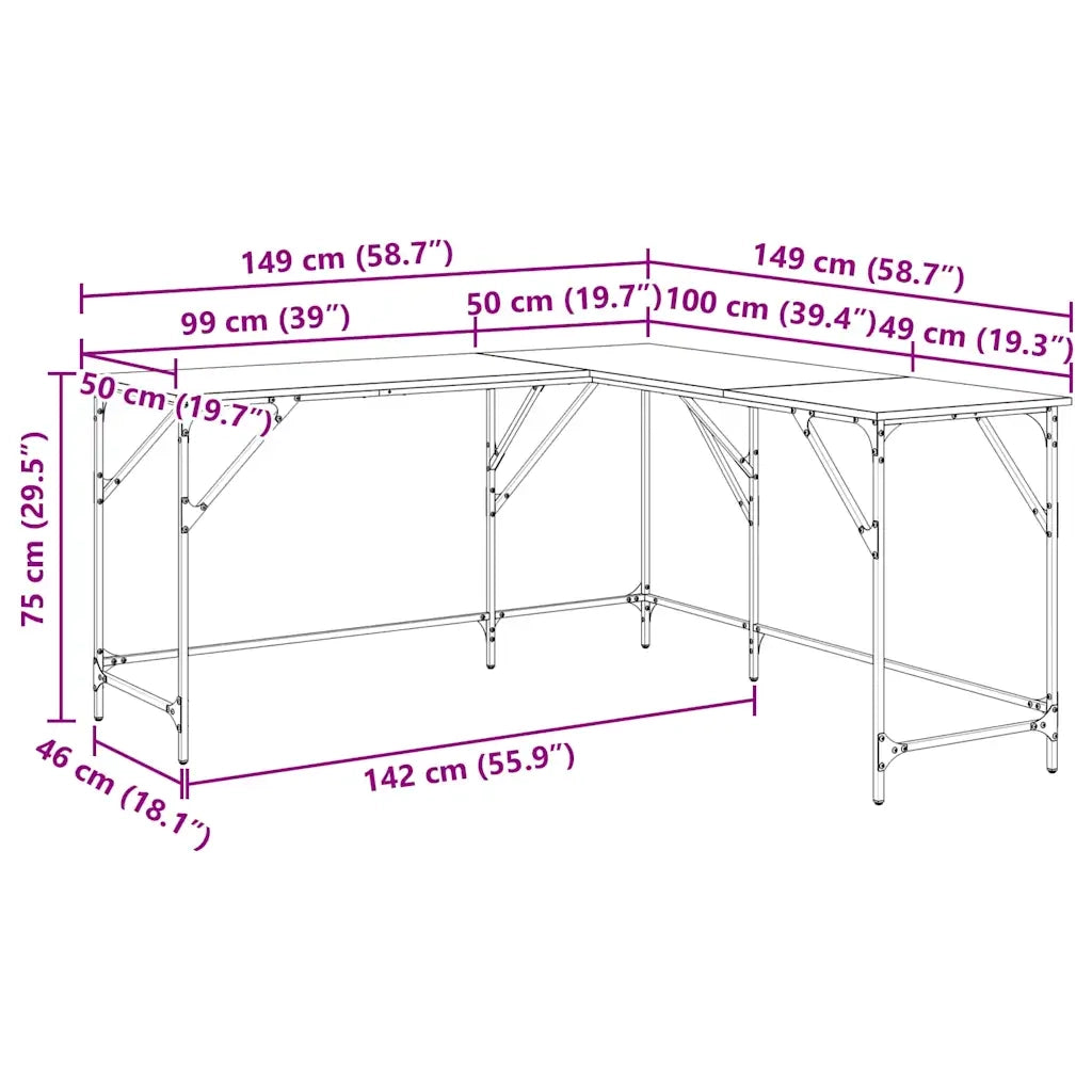 Scrivania | Tavolo da Ufficio Rovere artigianale 149 x 149 x 75 cm