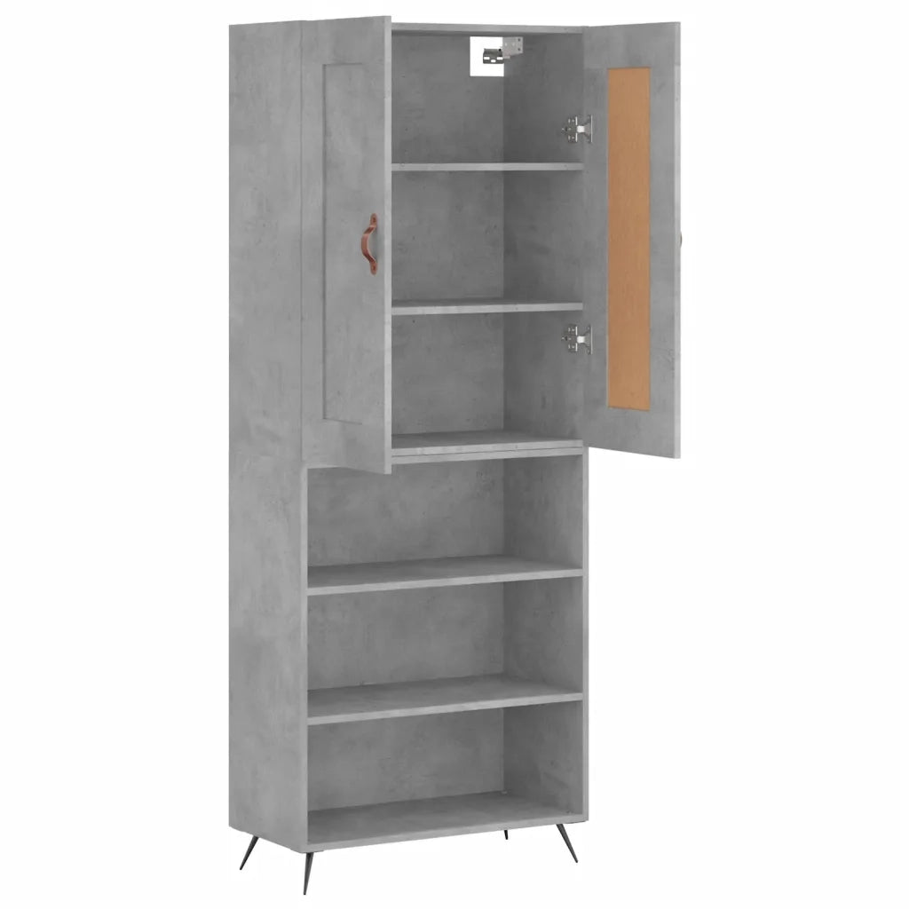 Credenza | Madia | Buffet da pranzo | Armadio da pranzo Grigio Cemento 69,5x34x180 cm in Legno Multistrato