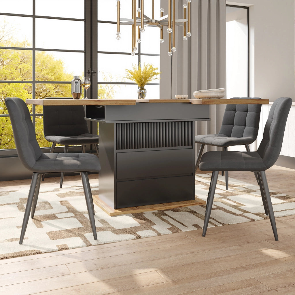 Tavolo allungabile per 4-6 persone con piano estendibile e vano contenitore; per cucina e soggiorno; 110-140×80×75 cm