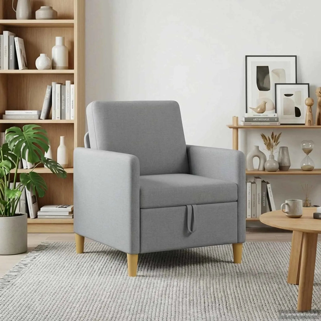 Divano con Storage Grigio Chiaro 72 x 78 x 87 cm Poliestere 42036863