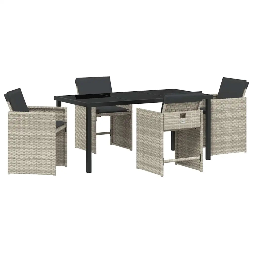 Set da Pranzo per Giardino 5 pcs Grigio chiaro polyrattan