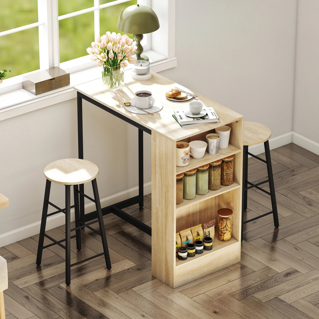 Set tavolo bar con 2 sedie ¨C Minimal ¨C marrone chiaro e nero