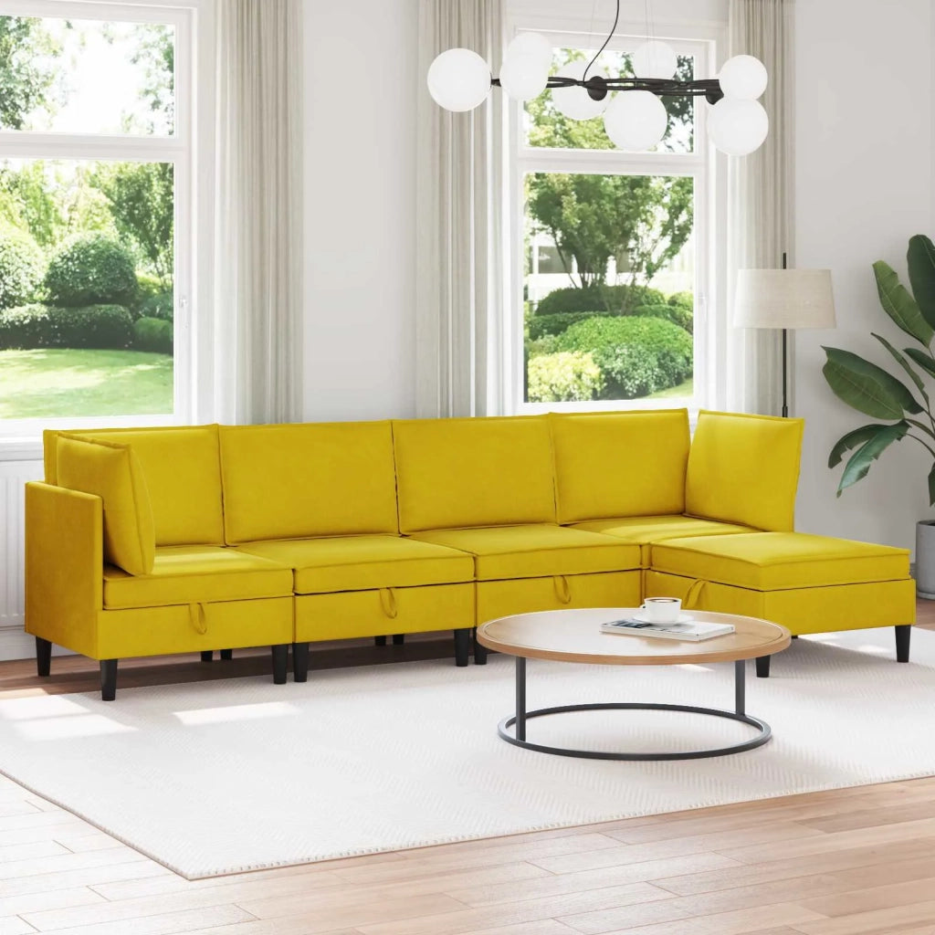Set di mobili per il soggiorno con cuscino 5 pcs Giallo Velluto 3413761