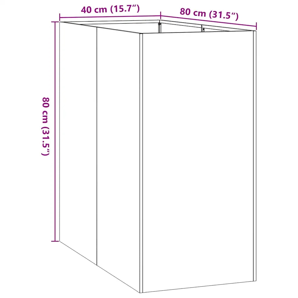 Fioriera | Cassetta per fiori | Vaso Bianca 40x80x80 cm in Acciaio