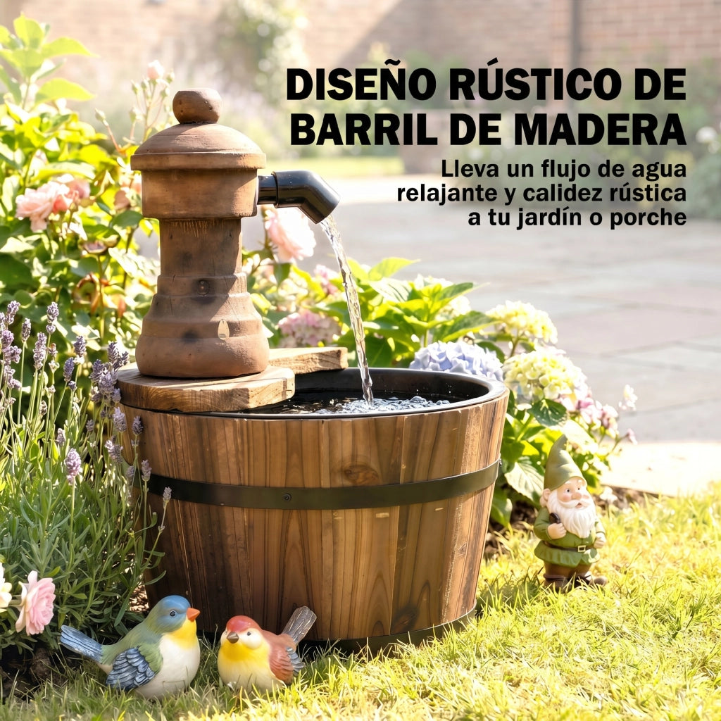 Fontana a Cascata da Giardino ¨C Xylo ¨C Legno Naturale con Pompa Elettrica 27x27x37 cm