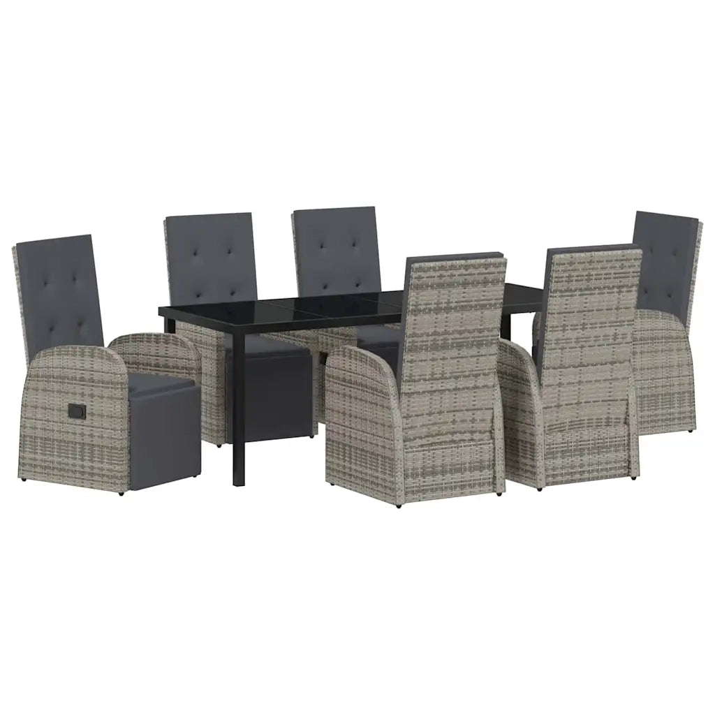 Set da Pranzo per Giardino con cuscino 7 pcs Grigio polyrattan 3379490