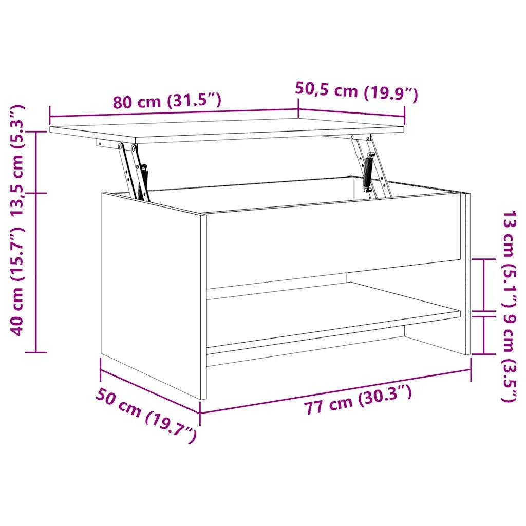 Tavolino da Salotto-Tavolino da soggiorno-Tavolo Grigio Cemento 80x50x40cm Legno Multistrato 854535