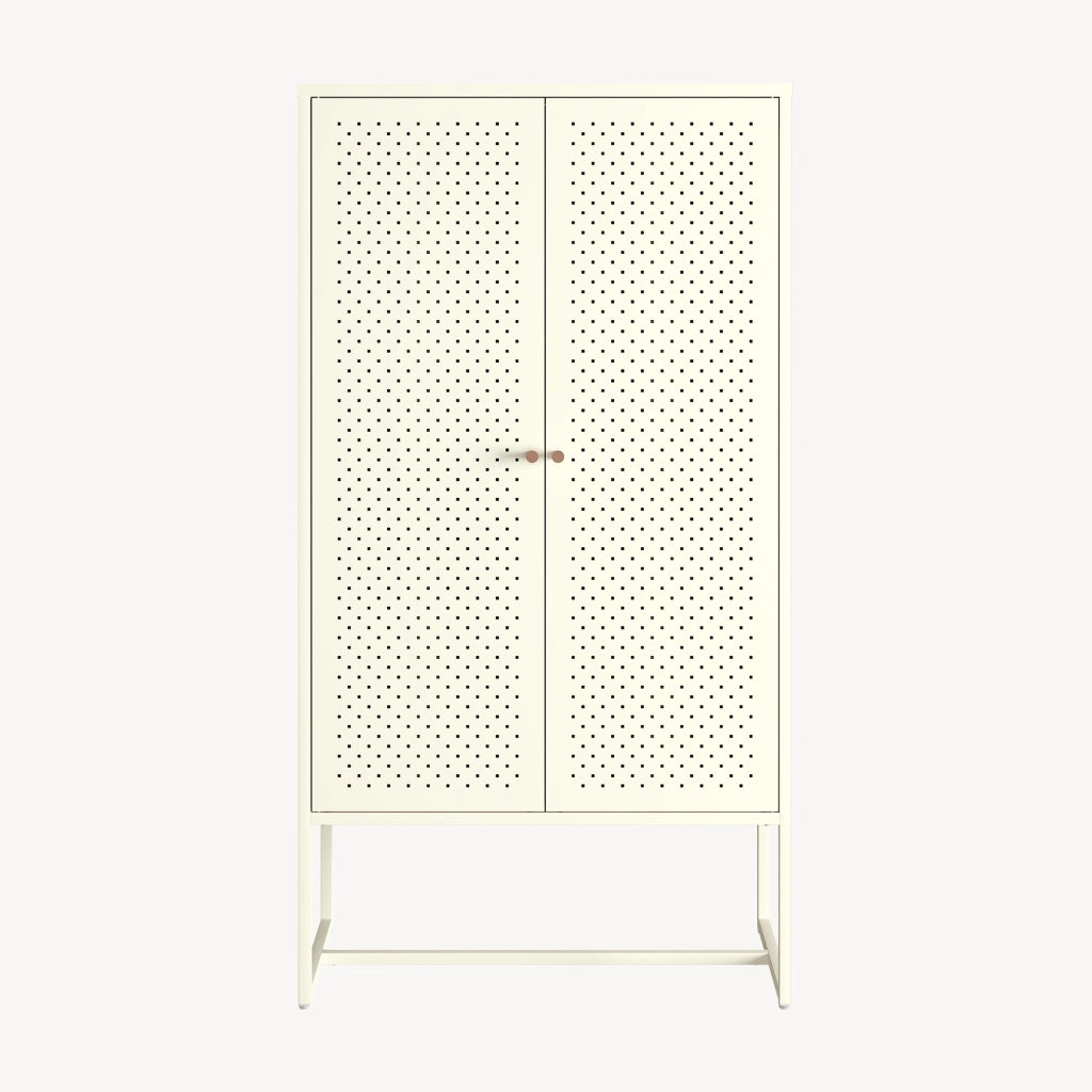Mobile Contenitore Viitasaari Credenza Alta a 2 Ante e Ripiani 150 x 80 x 40 cm - Bianco Crema [en.casa]