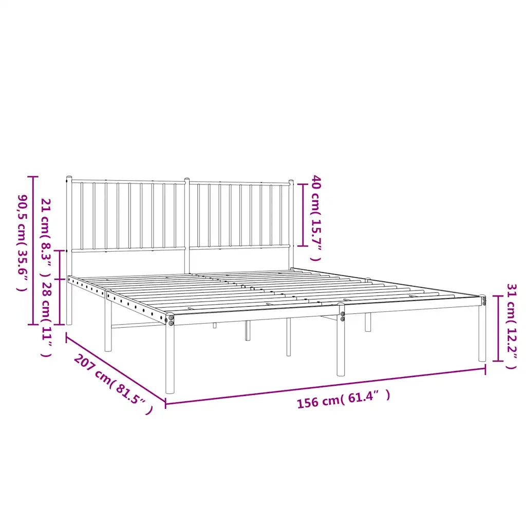Giroletto con Testiera in Metallo Nero 150x200 cm 350866