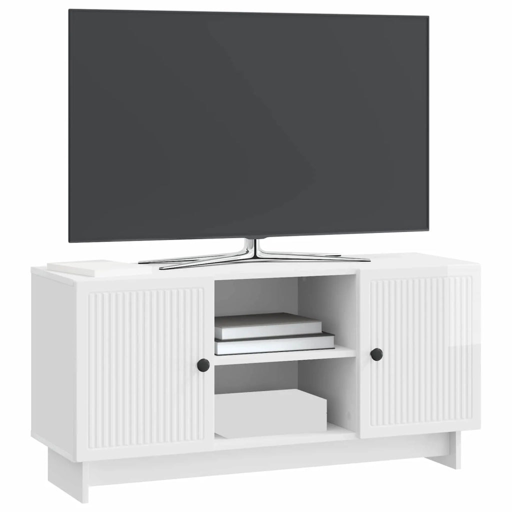 Mobile TV-Credenza per TV 102 x 34,5 x 50 cm Bianco Lucido Legno ingegnerizzato 422012
