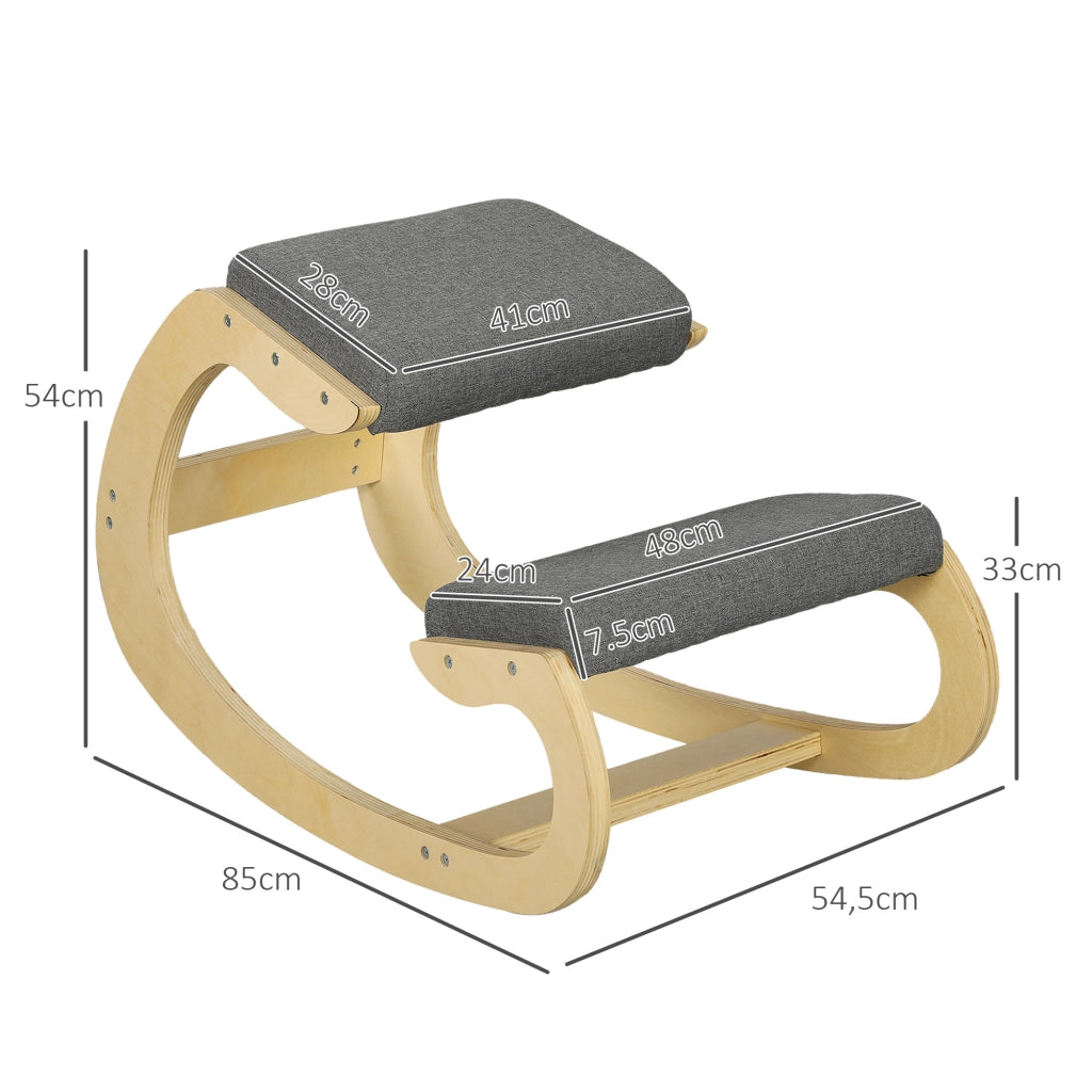Sgabello ergonomico inginocchiato, sedia a dondolo inginocchiato, sedia da scrivania per ufficio domestico, per migliorare la postura, grigio