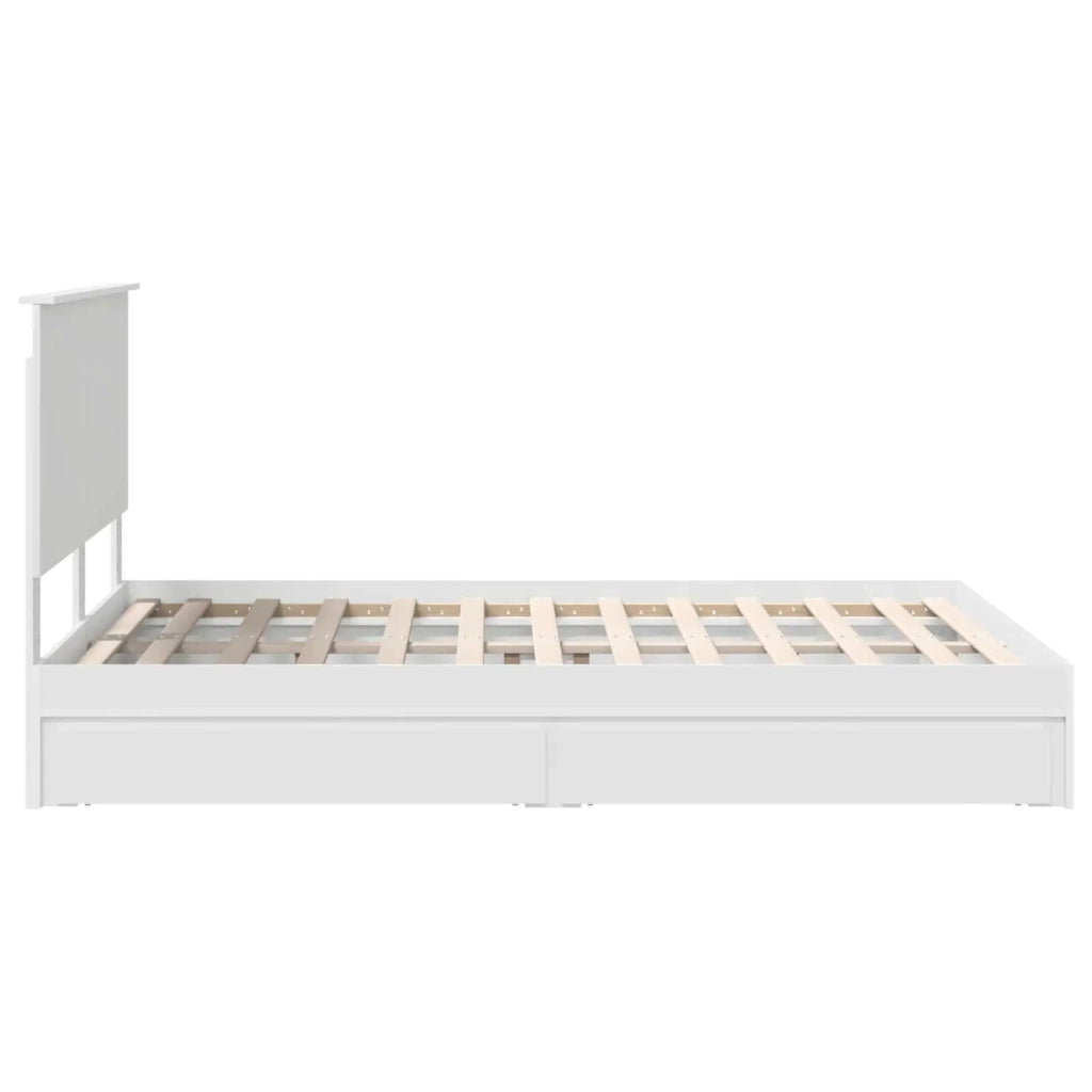 Letto con Contenitore Bianco 140 x 190 cm Legno multistrato 3409545