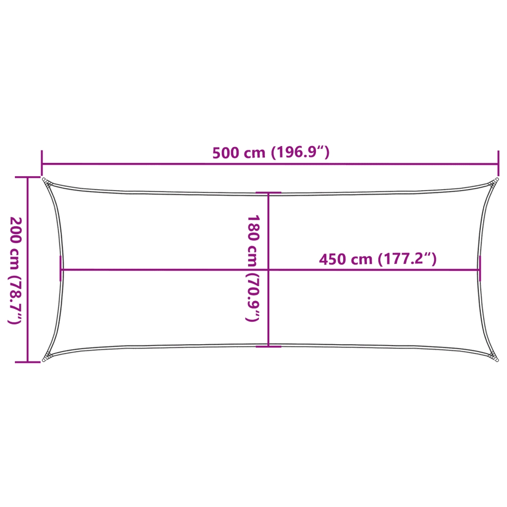 Vela Parasole-Telo Ombra-Vela Ombreggiante 160 g/m2 Rettangolare Sabbia 2x5 m in HDPE