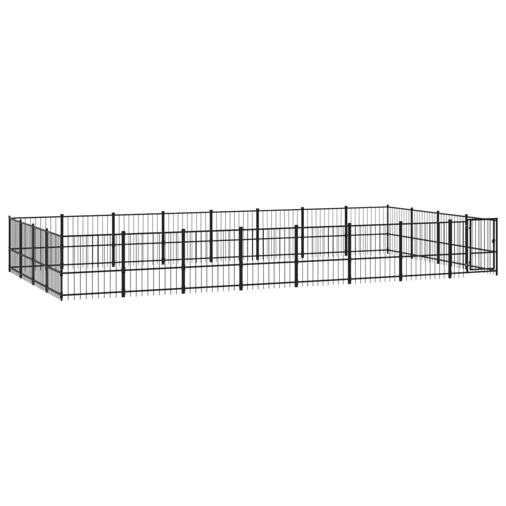 Gabbia per cuccia recinto per animali da esterno per cani in acciaio 30,11 m² nero 02_0041834