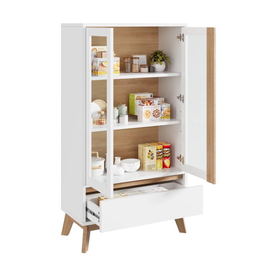 Credenza da cucina 80x40x150 cm in truciolare bianco con ripiani regolabili e cassetto