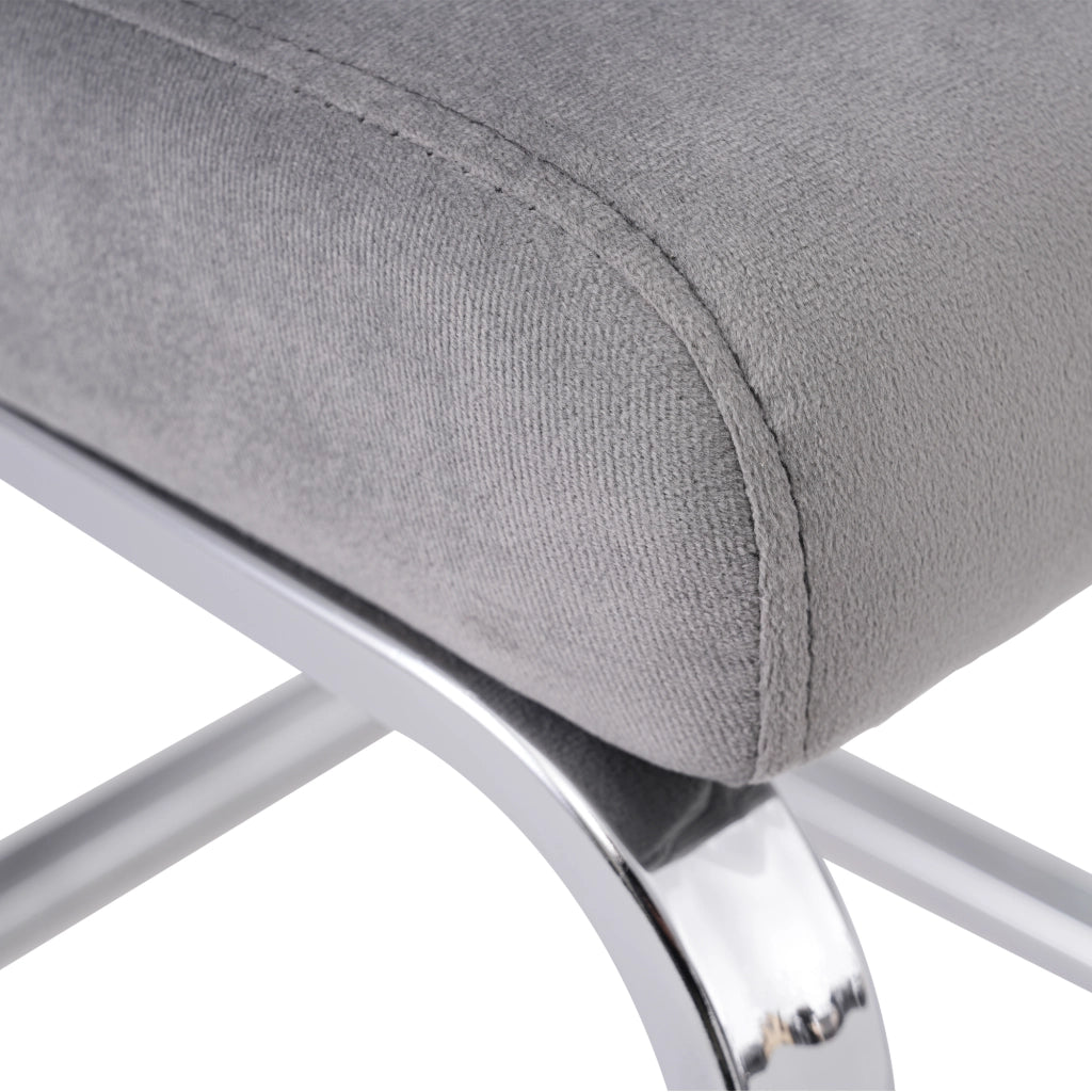 Set di 2 sedie da pranzo con schienale trapuntato e seduta confortevole in velluto grigio con gambe argento