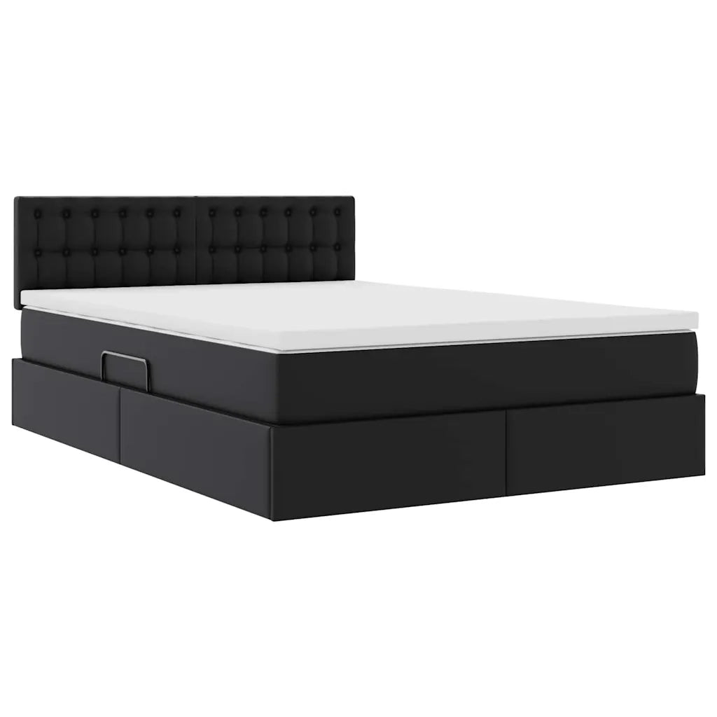 Letto con contenitore e materasso Nero 140 x 200 cm
