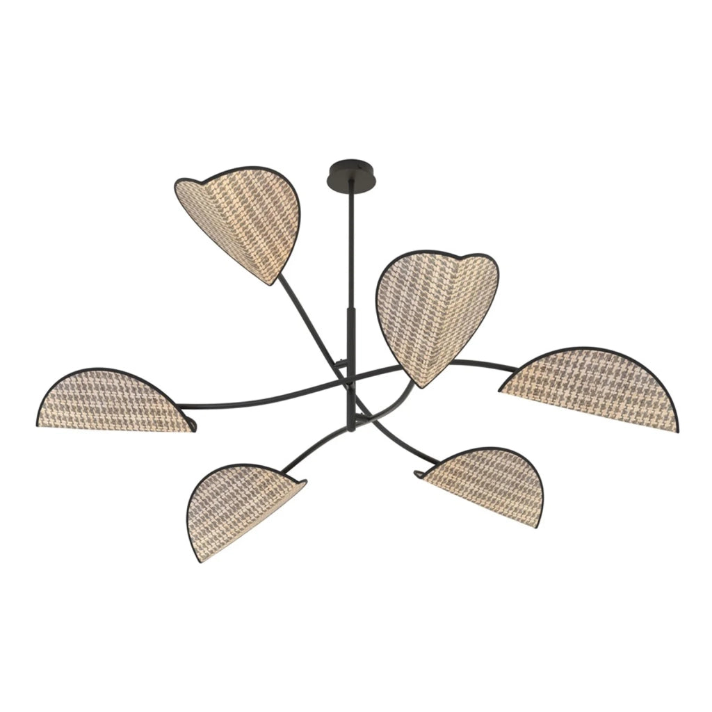 Plafoniera Moderna Ares Acciaio Nero 6 Luci E14 Ip20