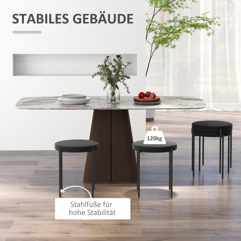 SGABELLO Impilabile Set da 4 pezzi 41,5 x 41,5 x 46 cm Nero Metallo