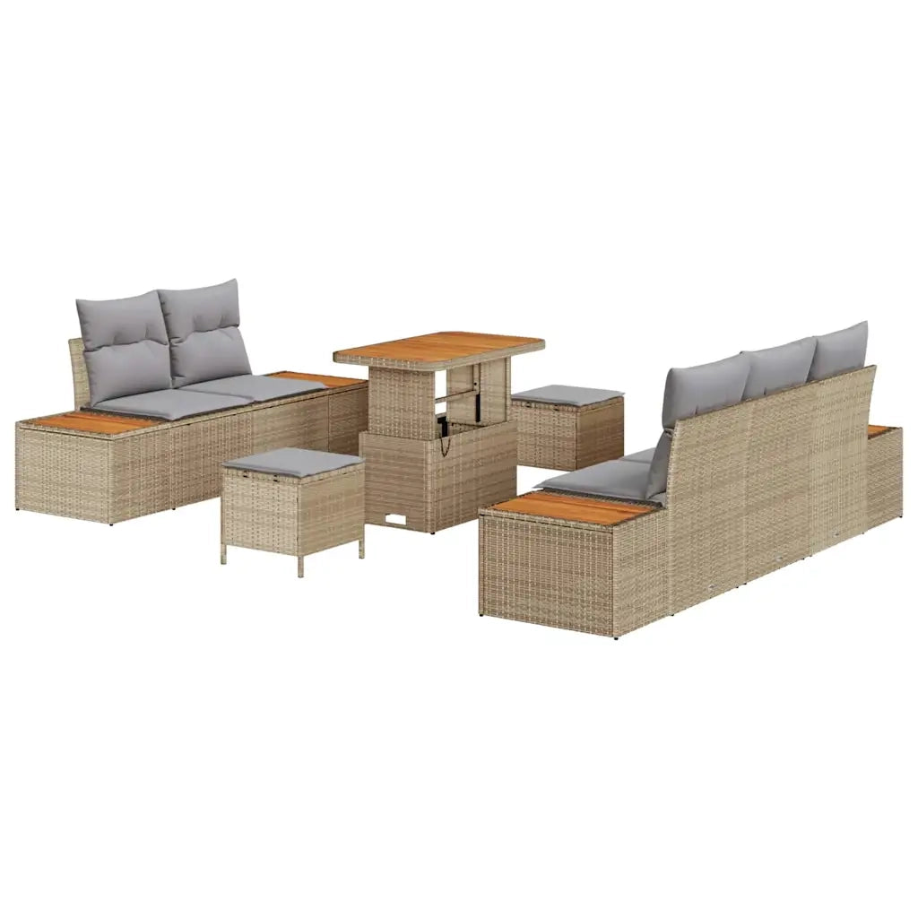 Set Divano da Giardino con cuscino 8 pcs Beige e Grigio Chiaro