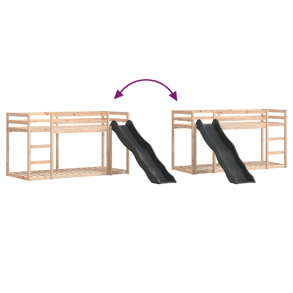 Letto a Castello Scivolo e Scala 80x200 cm Legno Massello Pino 3284239