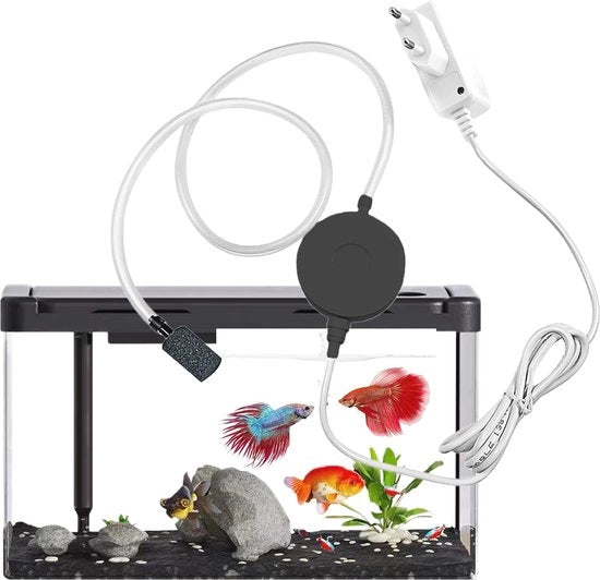 Mini pompa di ossigeno per piccoli acquari - Silenziosa e Efficiente con pietra di ossigeno e accessori