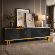MOBILE TV 160x37,5x48 cm MDF Nero con texture geometrica