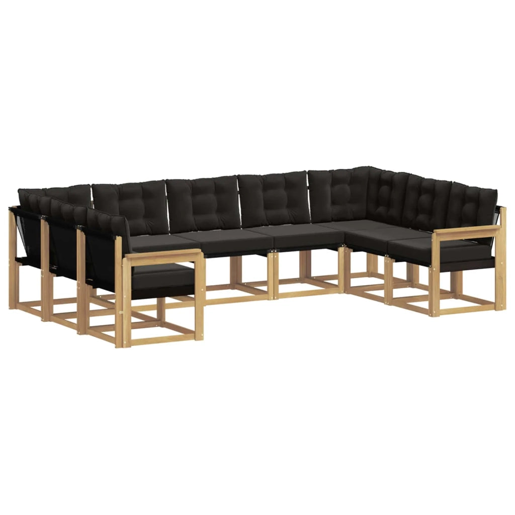 Set di divani da esterno 9 pz Bianco e Nero 3389854
