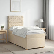 Letto box spring con materasso Crema 90 x 200 cm Tessuto 3453807