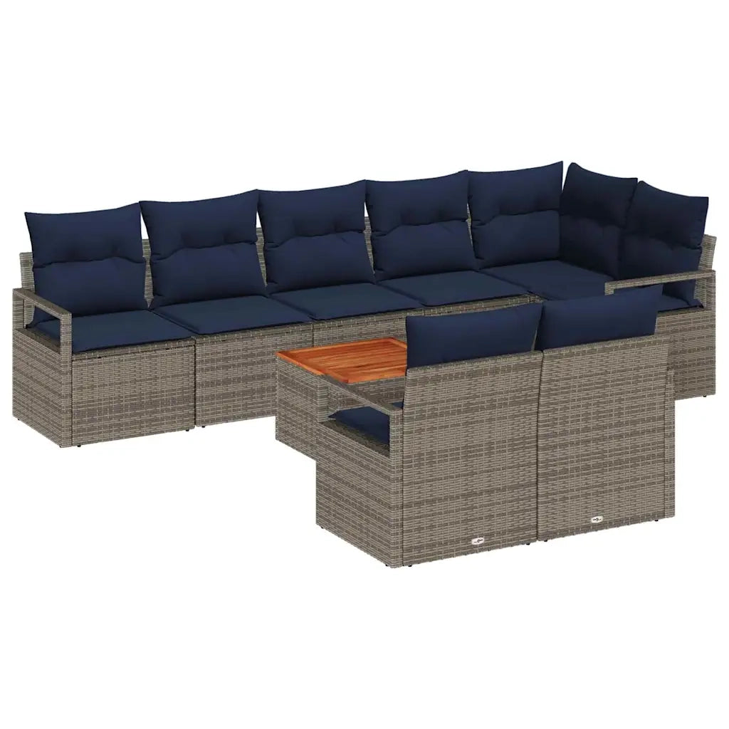 Set Divano da Giardino con cuscino 9 pcs Grigio polyrattan 3347724