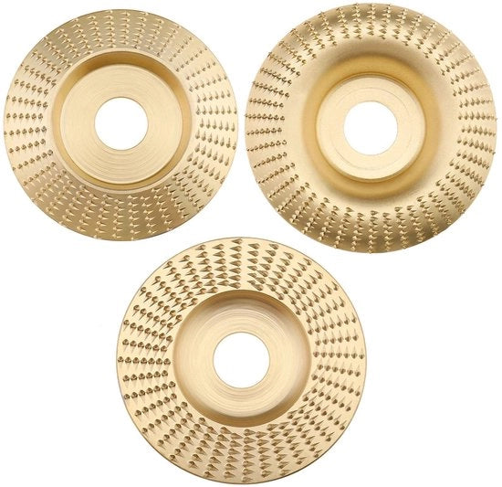 Impastatrice per Legno - Set di Strumenti per Lavorazione del Legno - Disco Abrasivo Completo - Oro - Disco Scheggiante - Per Spuntatura e Lisciatura