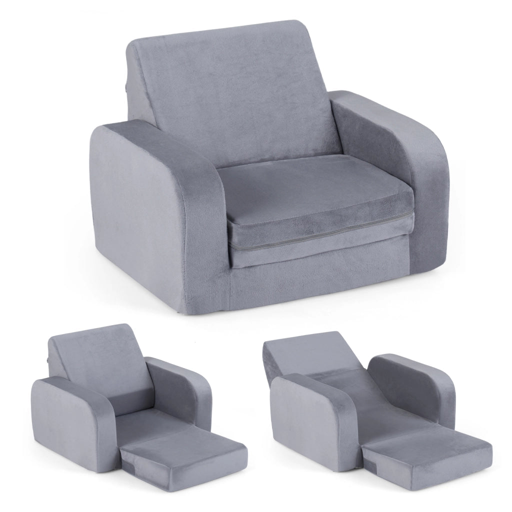 Divano bambini pieghevole 3-in-1 convertibile in velluto di cristallo, Divano letto con copertura rimovibile per cameretta e asilo